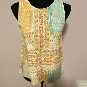 Sleeveless Tank Top Mixed Patterned Pastel Brights Elodie Stitch Fix 100% Ra…